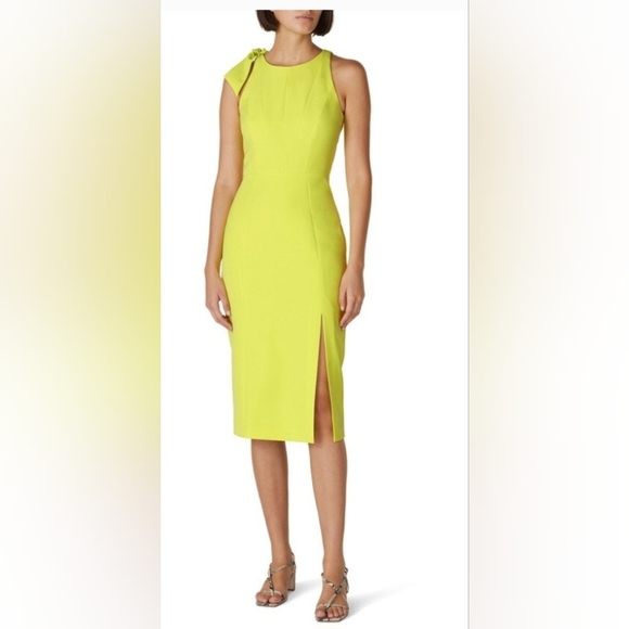 dress as a cocktail Chartreuse Floral Jacquard Midi Dress - All Dresses